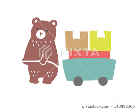 Illustration of a bear carrying luggage 140898360