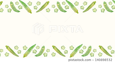 Watercolor okra frame Watercolor okra frame 140898532