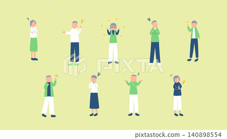 A set of illustrations of elderly people in various poses. A set of illustrations of elderly people in various poses. 140898554