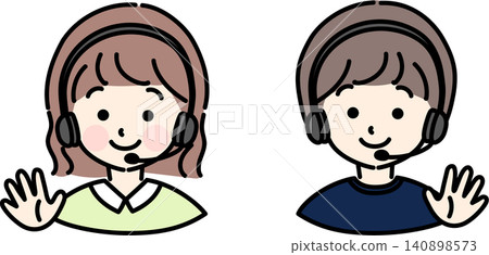 People wearing headsets People wearing headsets 140898573