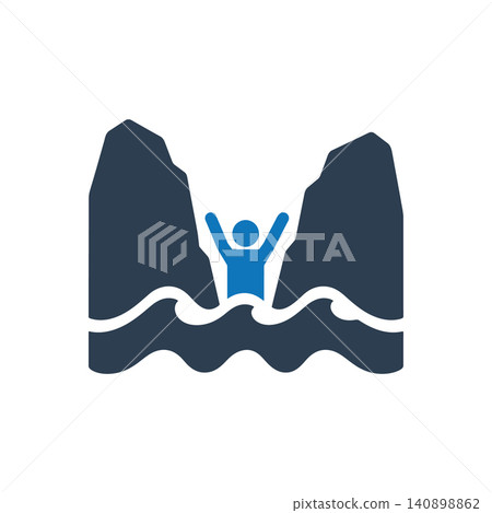 Person Stranded Between Cliffs icon Person Stranded Between Cliffs icon 140898862