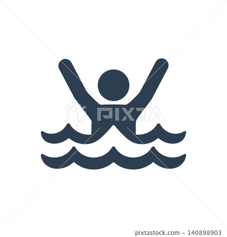 Person Drowning In Water Icon Person Drowning In Water Icon 140898903