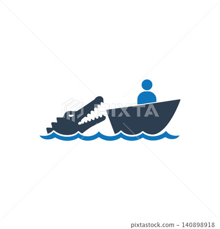 Boat Threatened By Predator Icon Boat Threatened By Predator Icon 140898918
