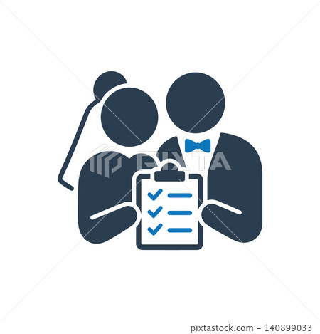 Couple Planning Wedding Details Icon Couple Planning Wedding Details Icon 140899033