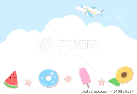 可愛的夏季邊框插畫素材,靈感來自兒童暑假,包含文字空間。 可愛的夏季邊框插畫素材,靈感來自兒童暑假,包含文字空間。 140899184