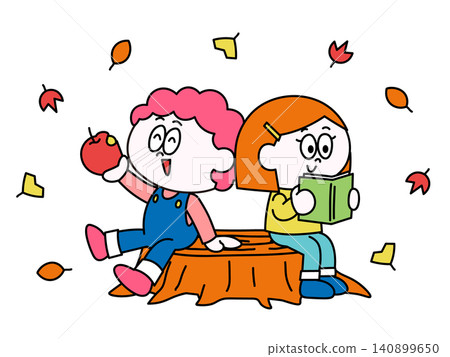 An illustration of a child enjoying autumn. An illustration of a child enjoying autumn. 140899650