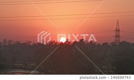 Industrial electricity grid infrastructure at sunset Industrial electricity grid infrastructure at sunset 140899743