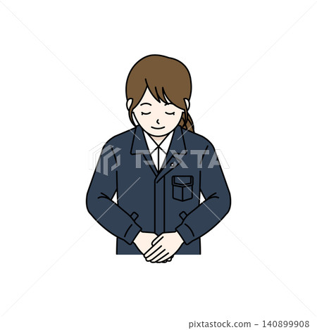 女工鞠躬致意（藏藍） 140899908