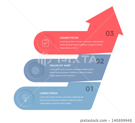 Three Steps Upward Arrow Process Infographic Template Three Steps Upward Arrow Process Infographic Template 140899948