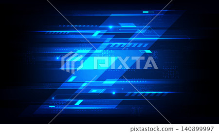 Abstract futuristic digital technology background with dynamic blue neon light streaks and geometric shapes, high speed data flow and cyber security network concept Abstract futuristic digital technology background with dynamic blue neon light streaks and geometric shapes, high speed data flow and cyber security network concept 140899997
