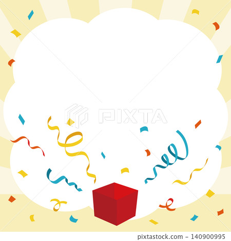 Campaign background with colorful ribbons popping out of a gift box - square frame with yellow focus lines Campaign background with colorful ribbons popping out of a gift box - square frame with yellow focus lines 140900995