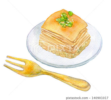 Watercolor illustration, hand-drawn illustration, baklava Watercolor illustration, hand-drawn illustration, baklava 140901017