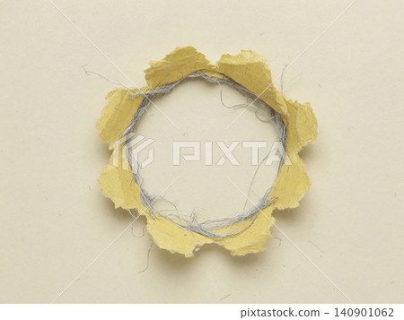 A modern Japanese background with overlapping mustard-yellow circular torn washi paper on an ivory background. A modern Japanese background with overlapping mustard-yellow circular torn washi paper on an ivory background. 140901062