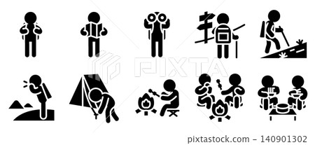Travel and Camping Activity Icon Set - Glyph Travel and Camping Activity Icon Set - Glyph 140901302