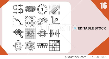 Machine Learning and AI Technology Icons Set Machine Learning and AI Technology Icons Set 140901368
