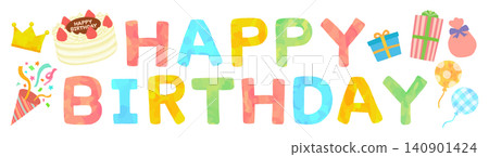 "HAPPY BIRTHDAY" text illustration material (vector) "HAPPY BIRTHDAY" text illustration material (vector) 140901424