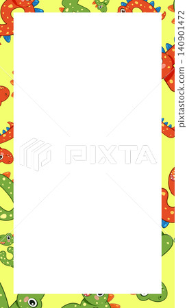 Cartoon Dinosaur Number Pattern Frame with Central White Copy Space 140901472