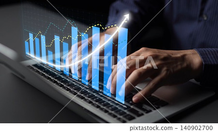 Dynamic Business Growth Concept with Graphs and Laptop Showing Data Analytics, Digital Marketing, Financial Insights, and Technology Trends in Focus Copula Dynamic Business Growth Concept with Graphs and Laptop Showing Data Analytics, Digital Marketing, Financial Insights, and Technology Trends in Focus Copula 140902700
