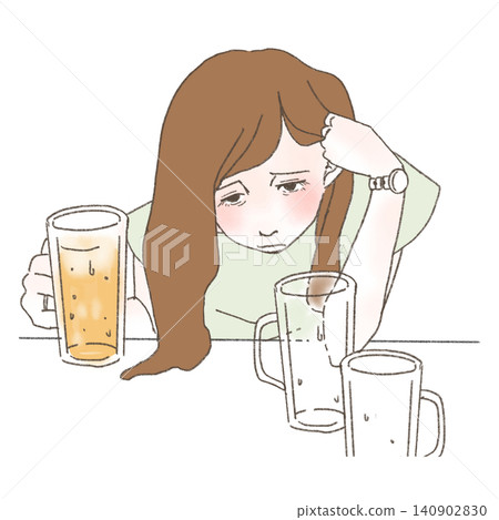 Woman drinking beer 140902830