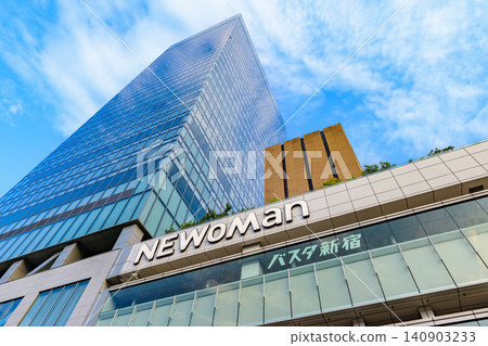 Tokyo, Shinjuku cityscape: Shinjuku Station South Exit, JR Shinjuku Miraina Tower and NEWoMan Shinjuku Tokyo, Shinjuku cityscape: Shinjuku Station South Exit, JR Shinjuku Miraina Tower and NEWoMan Shinjuku 140903233