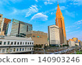 A view of the cityscape of Shinjuku, Tokyo, from the pedestrian deck at the south exit of Shinjuku Station. 140903246