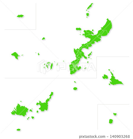 沖繩縣及其下轄市町村地圖 沖繩縣及其下轄市町村地圖 140903268