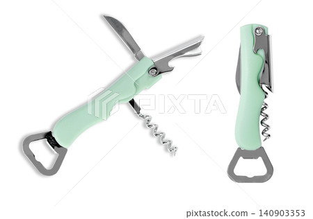 Multi tool pocket knife with folding tools isolated on white 140903353