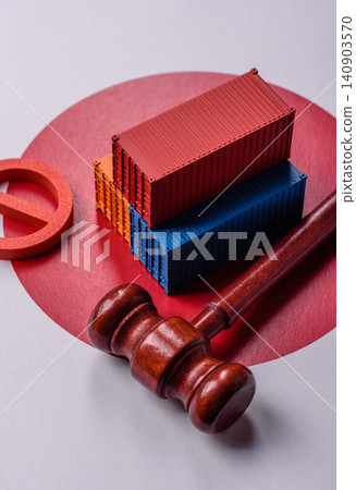 The cargo container ban on the japanese flag as a conceptual backdrop. The cargo container embargo The cargo container ban on the japanese flag as a conceptual backdrop. The cargo container embargo 140903570