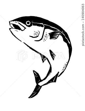 A simple ink painting illustration of a yellowtail. A simple ink painting illustration of a yellowtail. 140904063