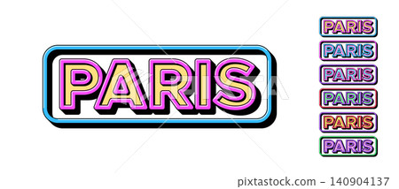Paris city in France, framed text icon set. Text Paris in 3D style, tourist and fashion city in Europe. Isolated word Paris with isometric letters for graphic design in pop art style Paris city in France, framed text icon set. Text Paris in 3D style, tourist and fashion city in Europe. Isolated word Paris with isometric letters for graphic design in pop art style 140904137