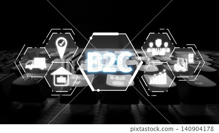 B2C Business Model with Consumer Delivery, Retail, and Growth Icons Muxer B2C Business Model with Consumer Delivery, Retail, and Growth Icons Muxer 140904178