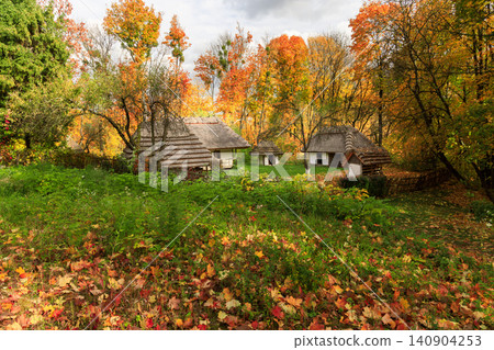 vivid colorful country side Ukrainian village vivid colorful country side Ukrainian village 140904253