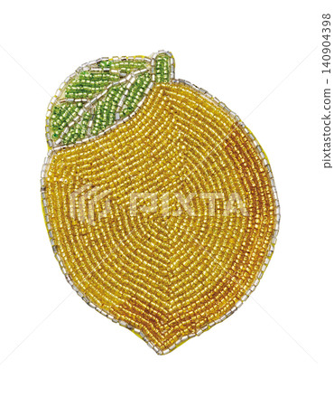 Lemon bead embroidery motif - yellow x green - cutout on a white background Lemon bead embroidery motif - yellow x green - cutout on a white background 140904398