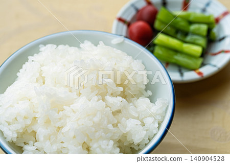 Delicious white rice and pickles Delicious white rice and pickles 140904528