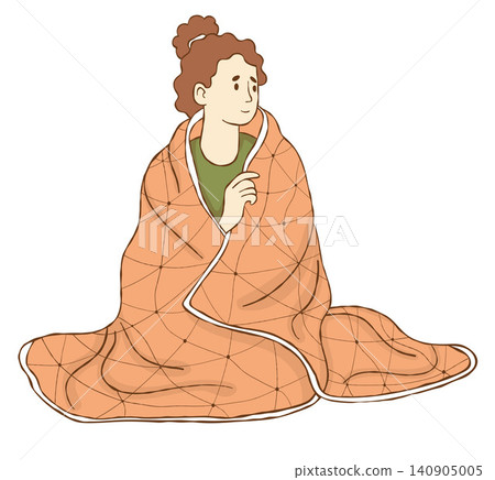 Neurodiversity. Woman Wrapped in Weighted Blanket. Safe Space. Sensory Regulation. ASD Anxiety Relief Calming Deep Pressure. Self-care and Recovery. Colored Hand Drawn on White. Vector Illustration. Neurodiversity. Woman Wrapped in Weighted Blanket. Safe Space. Sensory Regulation. ASD Anxiety Relief Calming Deep Pressure. Self-care and Recovery. Colored Hand Drawn on White. Vector Illustration. 140905005