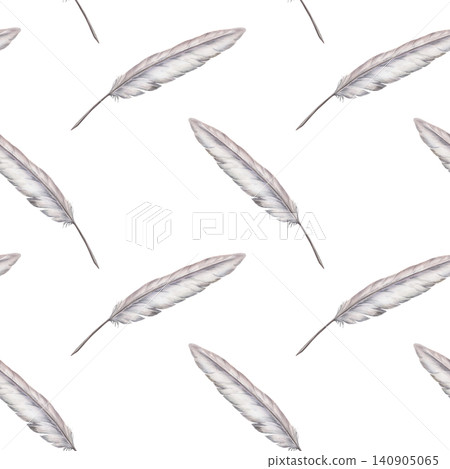 Vintage feather seamless pattern watercolor illustration. Antique quill pen for traditional pharmacy branding, handmade soap packaging design, rustic apothecary label, organic wellness print Vintage feather seamless pattern watercolor illustration. Antique quill pen for traditional pharmacy branding, handmade soap packaging design, rustic apothecary label, organic wellness print 140905065
