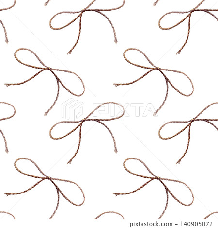 Vintage twine bow seamless pattern watercolor illustration. Craft string ribbon for organic pharmacy branding, handmade soap packaging design, rustic gift wrapping paper, eco wellness print 140905072