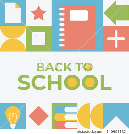 Modern back to school design with learning symbols in geometric style Modern back to school design with learning symbols in geometric style 140905182
