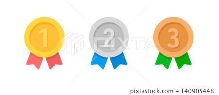 Simple medal icon set: 1st place, 2nd place, 3rd place Simple medal icon set: 1st place, 2nd place, 3rd place 140905448