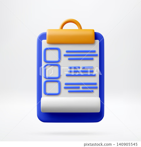 3D Clipboard with checklist and paper document 3D Clipboard with checklist and paper document 140905545