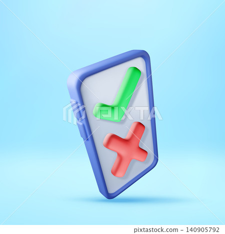 3D Smartphone with check mark and cross sign 3D Smartphone with check mark and cross sign 140905792
