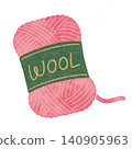 Watercolor-style illustration of a red ball of yarn - Craft and knitting material 140905963
