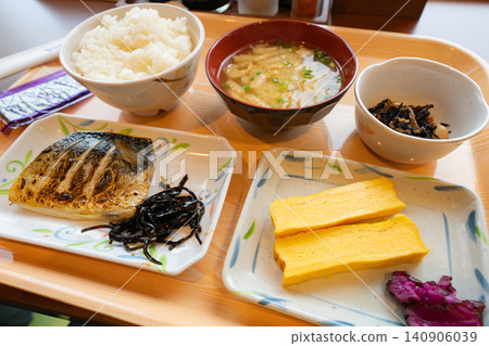 Grilled fish and miso soup Japanese breakfast Grilled fish and miso soup Japanese breakfast 140906039
