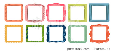 Simple kid photo frame vector collection in hand drawn style. Simple kid photo frame vector collection in hand drawn style. 140906245