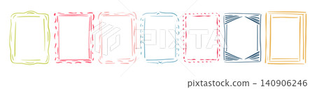Simple kid photo frame vector collection in hand drawn style. Simple kid photo frame vector collection in hand drawn style. 140906246