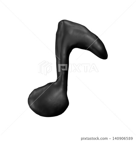3DCG of an eighth note made of clay. Cute stamp icon of a musical symbol. Decorative material for children. 3DCG of an eighth note made of clay. Cute stamp icon of a musical symbol. Decorative material for children. 140906589