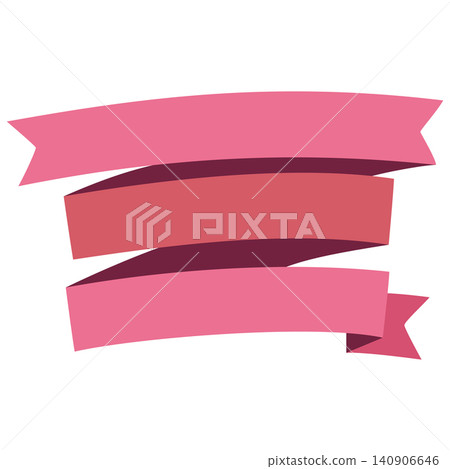 Set of Pink Ribbon Banners Flat Vector Collection 140906646