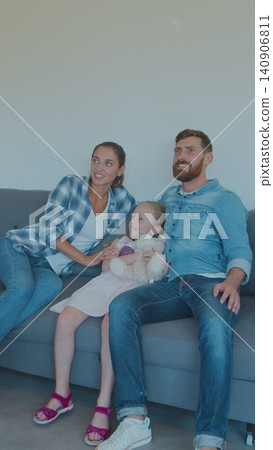 Vertical Video Happy family relax in new house. Vertical Video Happy family relax in new house. 140906811