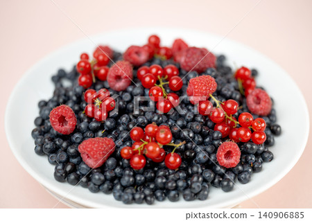 Fresh blueberries, red currants and raspberries texture, Fresh blueberries, red currants and raspberries texture, 140906885