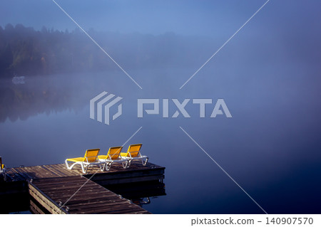 Dock on Lac-Superieur, Mont-tremblant, Quebec, Canada Dock on Lac-Superieur, Mont-tremblant, Quebec, Canada 140907570